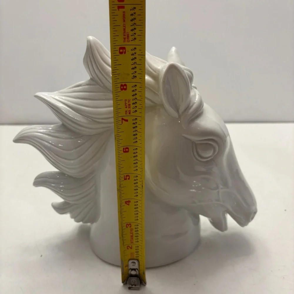 Vintage White Stallion Horse Ceramic Bust Statue